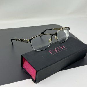 FYSH 3563 665 Black And Gold Eyeglass Frames 55 [] 16-145